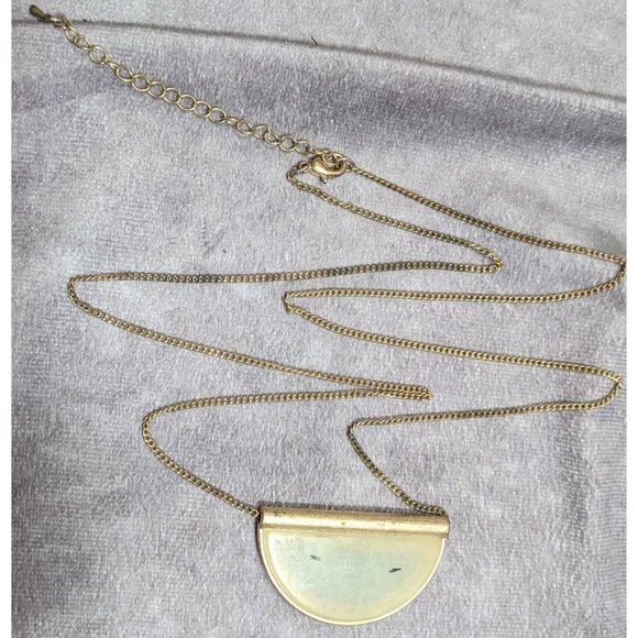 Geometric Rutilated Quartz Half Circle Pendant Necklace - Picture 10 of 10